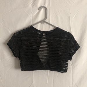 Black Mesh Top with Built in Bralette
